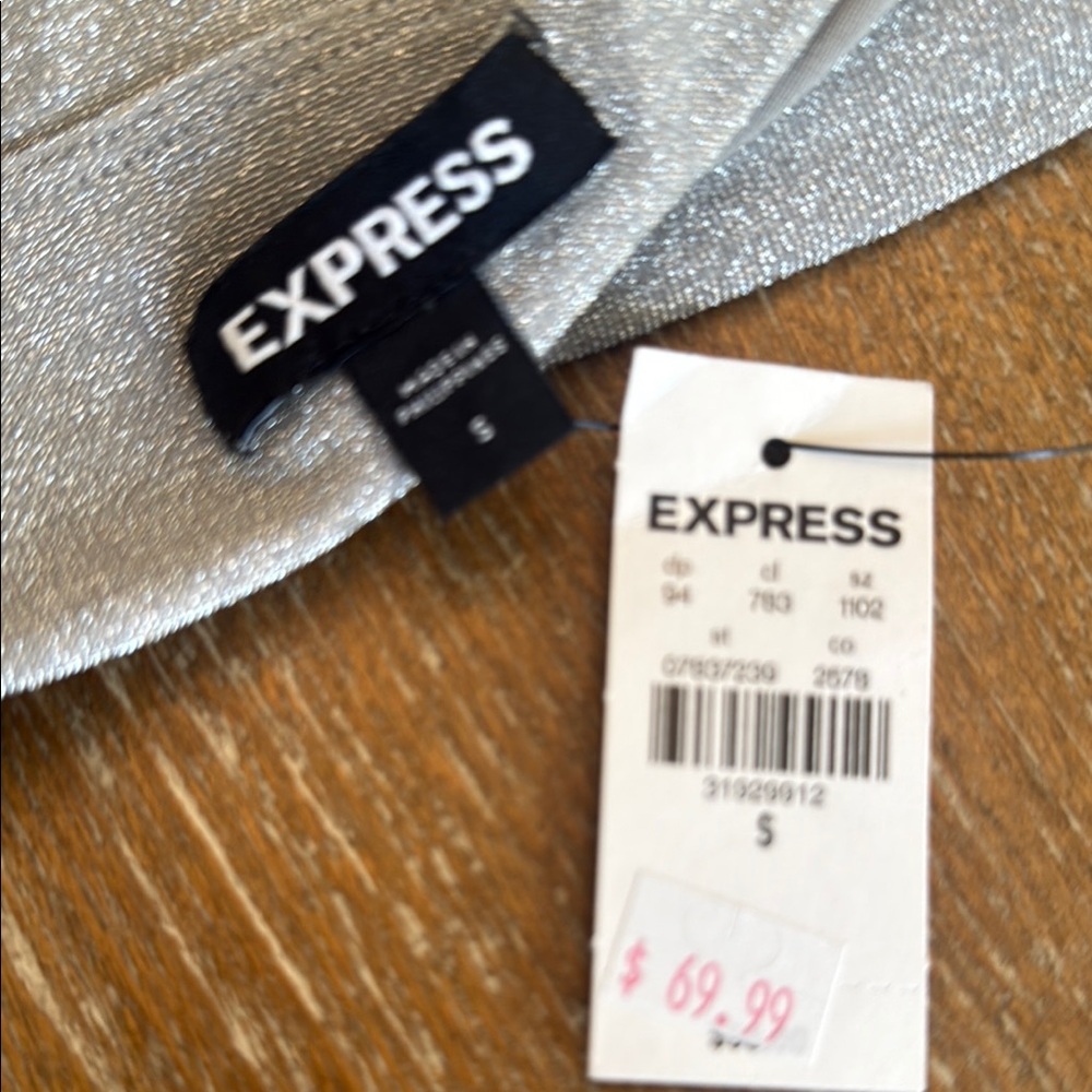 Express Metallic Silver Top
